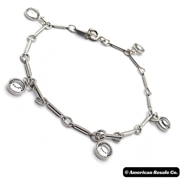 KJL Kenneth Jay Lane Vintage Crystal Station Bracelet in Silver-7.5"-Korea - Picture 1 of 4